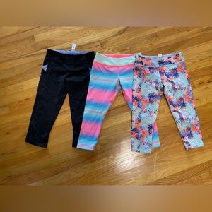 Ivivva Black and Pink Leggings Athletic Wear lot cropped capri xl 14 girls